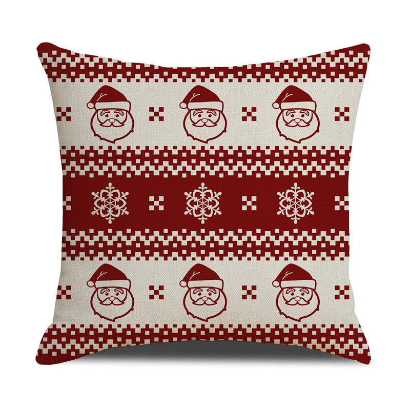 Christmas Linen Stripe Print Pillowcase Household Products