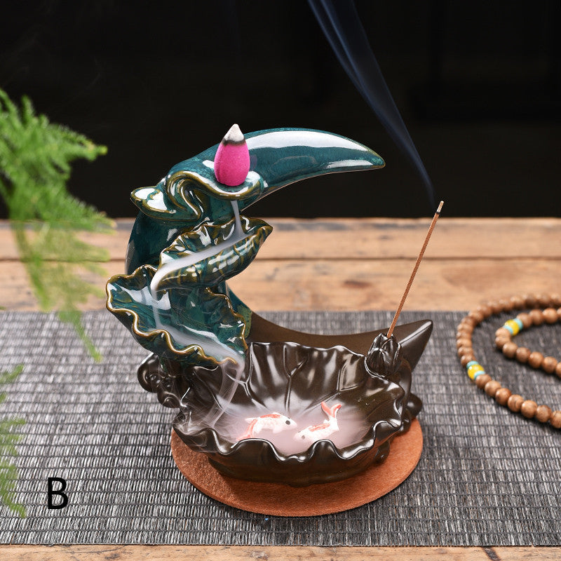 The Moon Backflow Incense Burner Holder Smoke Waterfall Incense Sticks Holder Home Decor