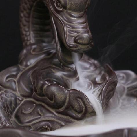 Dragon ceramic incense burner smoke