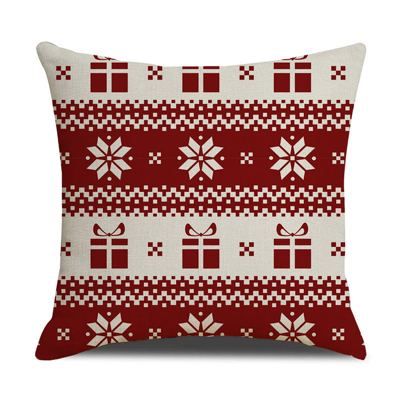 Christmas Linen Stripe Print Pillowcase Household Products